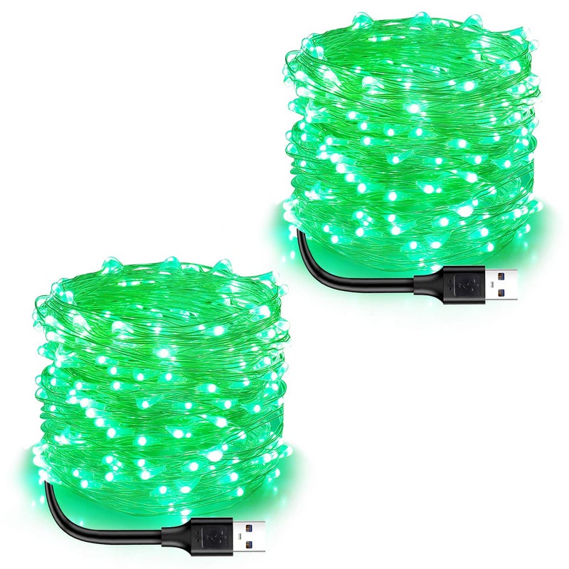 Blingstar أضواء الجنية المدعومة بواسطة USB من بلينغستار، عبوة 2، 33 قدم، 100 LED، سلك فضي مرن، أضواء خيطية صغيرة لشجرة عيد الميلاد/غرفة النوم/التخييم/تزيين العطلات الداخلية، أبيض دافئ - Image 1